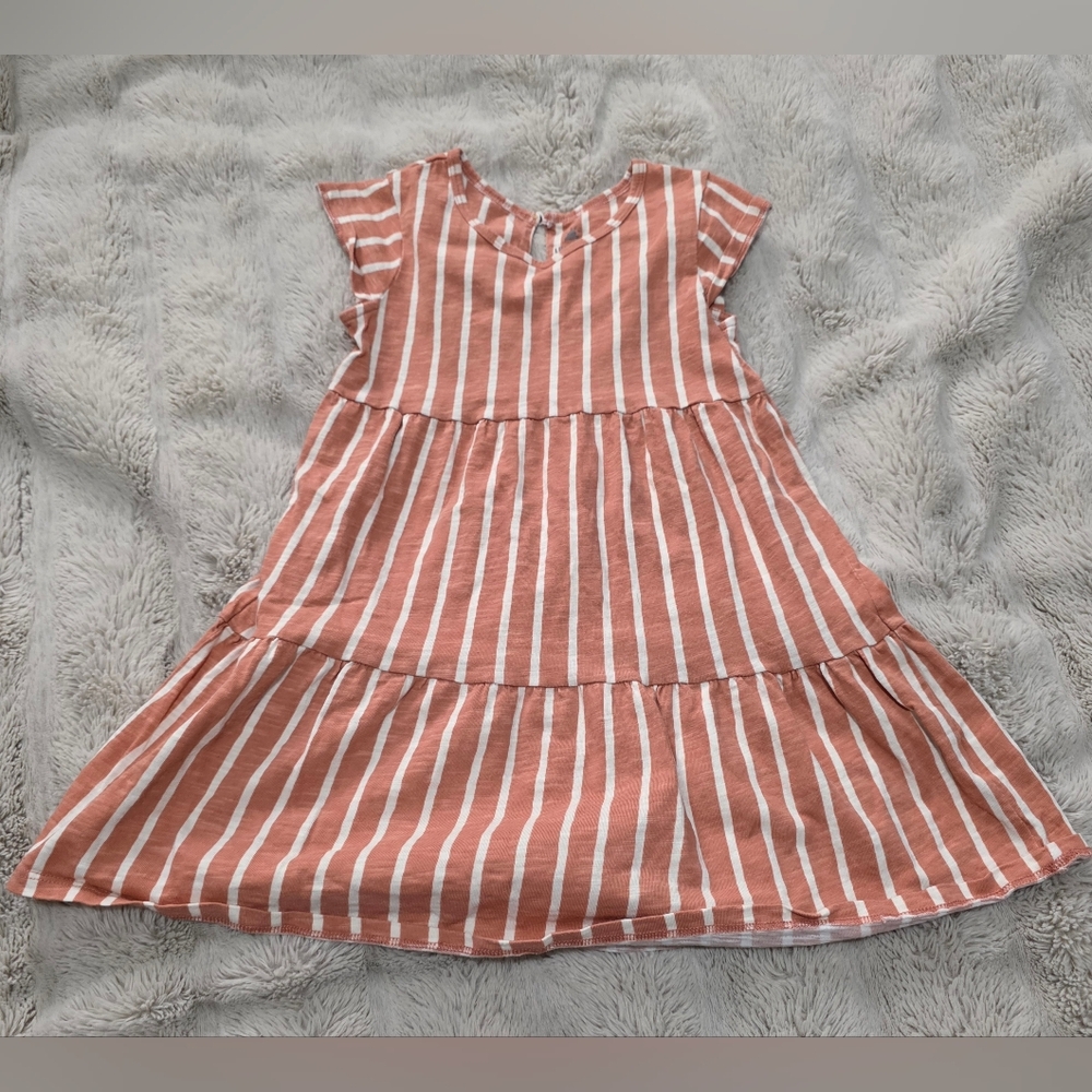 4T Little Co. Striped Coral and White Kids Dress